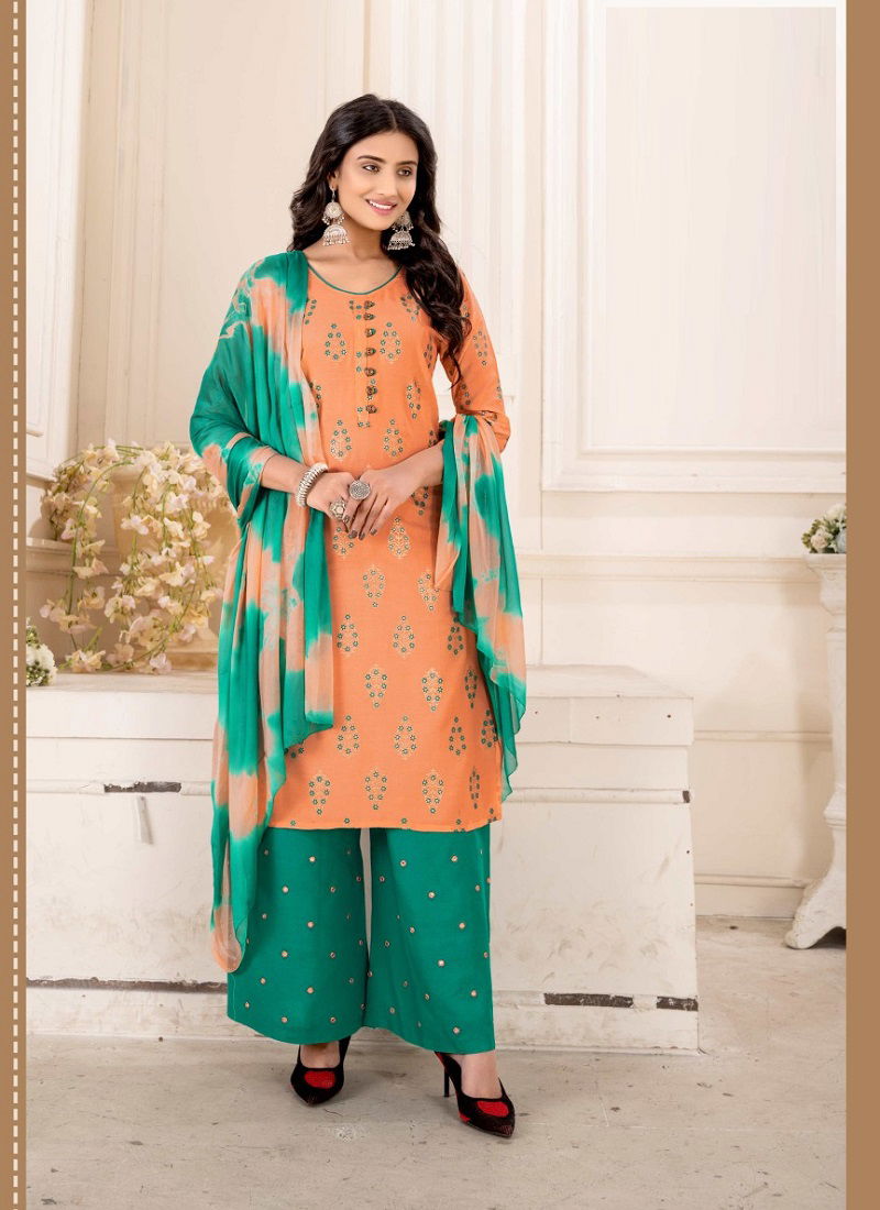 Master Senorita Rayon Embroidered Kurti With Bottom Dupatta
